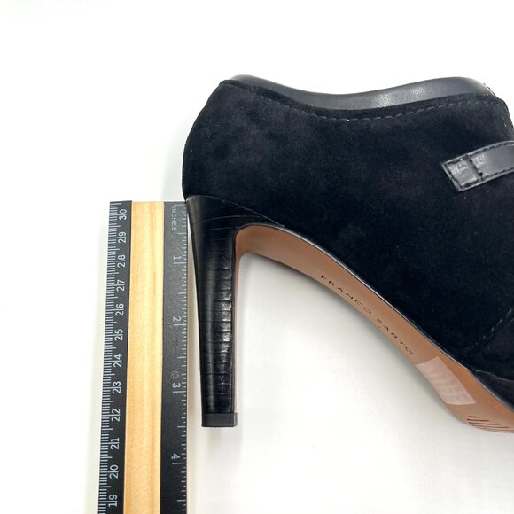 Franco Sarto Sabelle Black Suede Leather Booties Shooties Heels Pumps Shoes - Picture 14 of 14